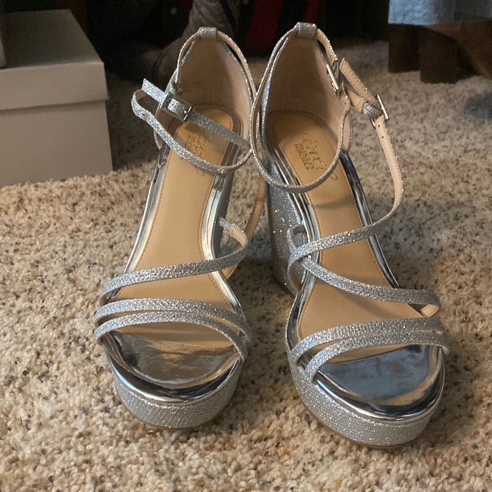 Silver glitter wedges